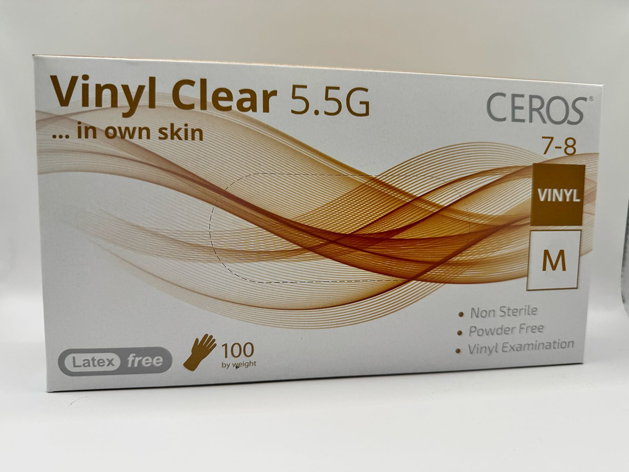 Рукавички вінілові оглядові нестерильні неприпудрені CEROS Vinyl Clear 5.5G, M